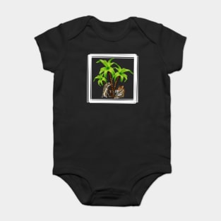 Cheetah and Leopard Chillin, Plam Tree Tropical Baby Bodysuit